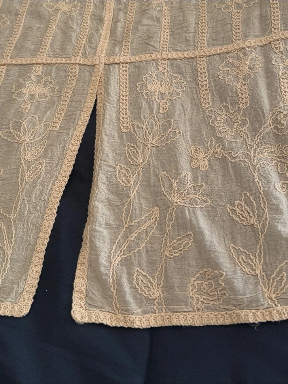 Chico's Cream Embroidered Lightweight Wrap